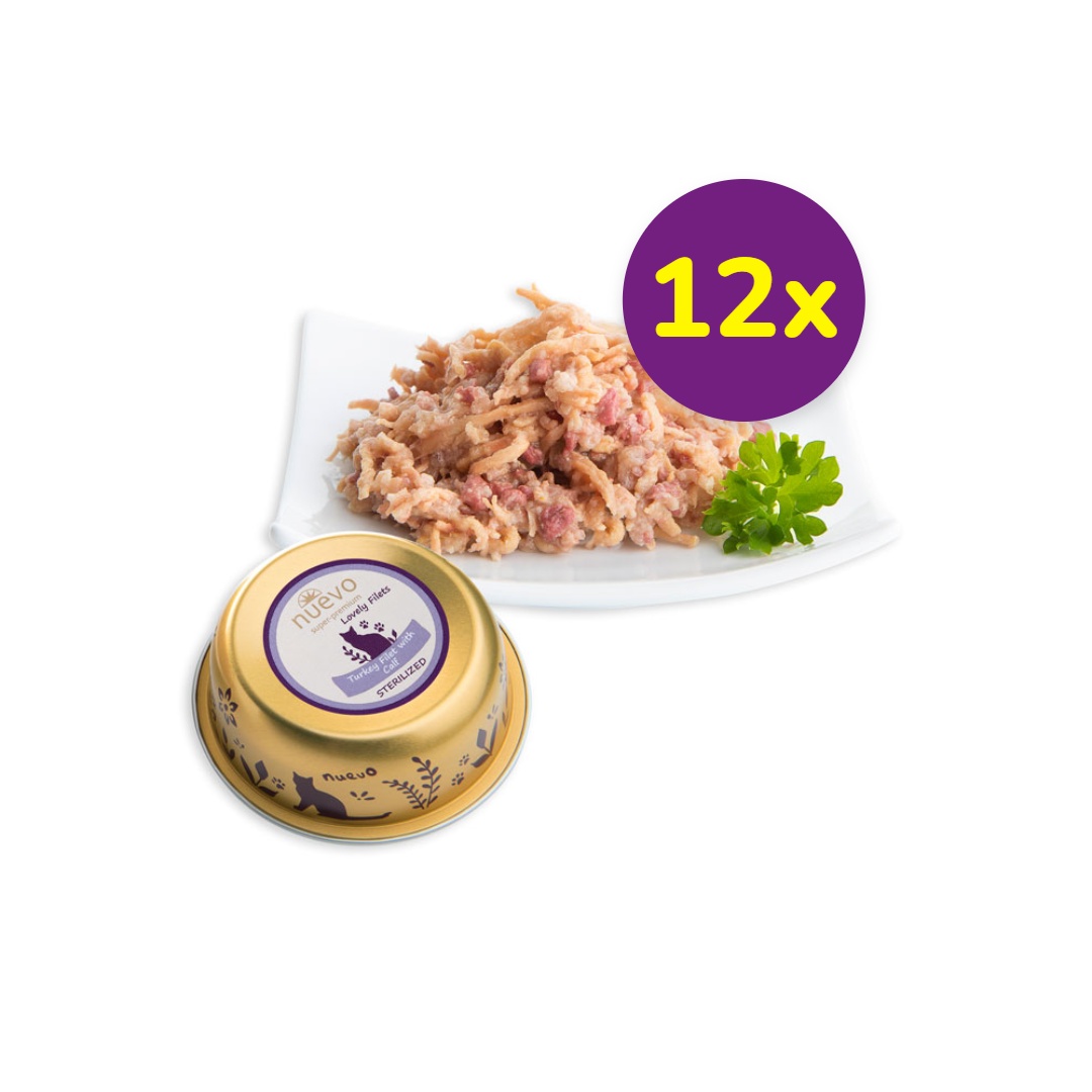 NUEVO cat Sterilized Turkey FILET with Calf bal.12x 85 g vanička